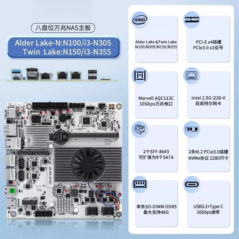 Płyta główna NAS z 8 zatokami  – Nas Motherboard 8 Sata Mini Itx recenzja i cena